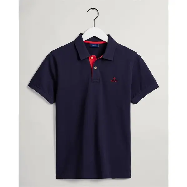 Image of Gant Contrast Rugger Polo Shirt - Blue S