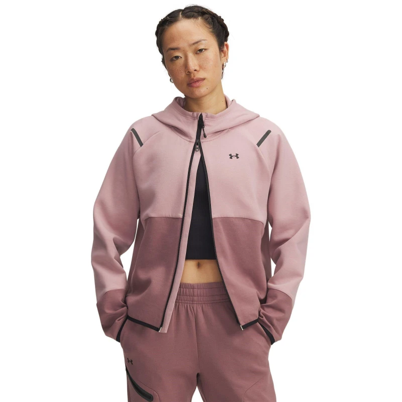 Image of Under Armour Womens Unstoppable Full-Zip Fleece Tourmaline Pink female 10 (S)