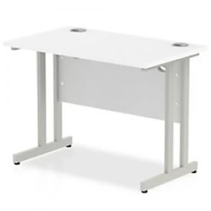Image of Impulse 1000 x 600 x 730mm Rectangle Silver Cantilever Leg Desk White