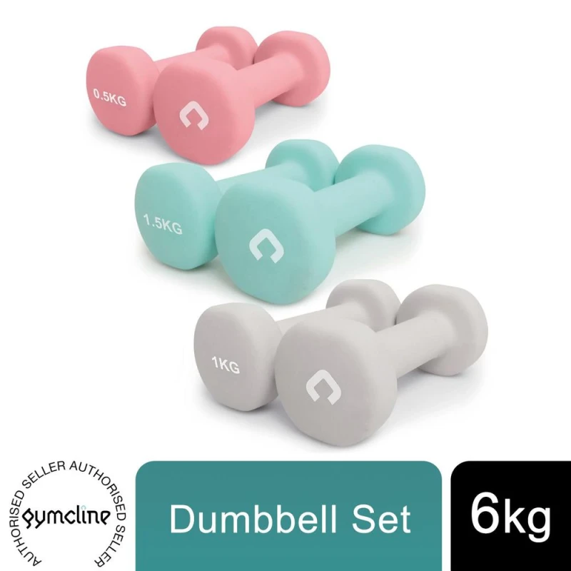 Image of Gymcline Premium Gymcline Dumbbell Set - 6KG - Robust Design - Beginners Cardio Workout Training