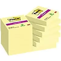 Image of Post-it Super Sticky Notes 622-12SSCY 47.6 x 47.6mm 90 Sheets Per Pad Yellow Square Plain Pack of 12