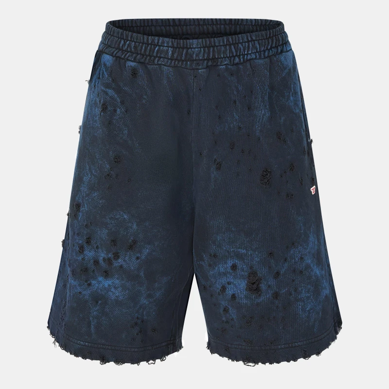 Image of Diesel Extreme Distressed Acid Wash Shorts Blue male XS