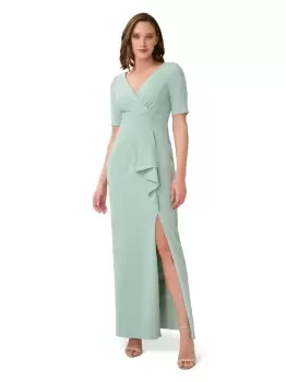 Image of Draped Knit Crepe Gown