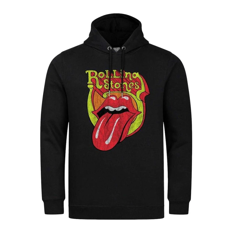 Image of Amplified Mens Bootleg Tongue The Rolling Stones Hoodie in Black Size: XS Black Male XS