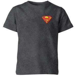 Image of Superman Logo Kids T-Shirt - Black Acid Wash - 5-6 Years - Black Acid Wash