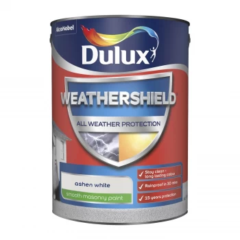 Image of Dulux Weathershield All Weather Protection Ashen White Smooth Masonry Paint 5L