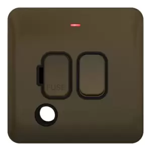 Image of Schneider Electric Lisse Screwless Deco - Switched Single Fused Connection Unit, 13A, Double Pole, with Flex Outlet, GGBL5013BMB, Mocha Bronze with Bl