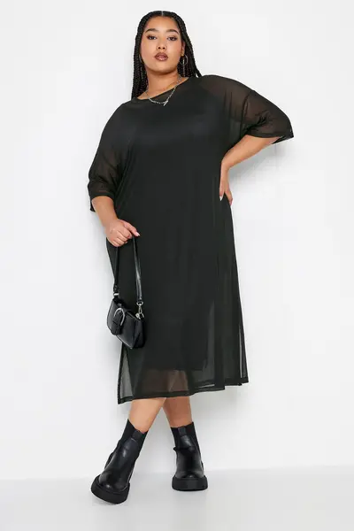 Image of Yours Oversized Mesh Maxi Dress Black