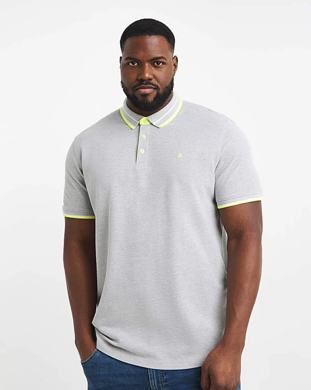 Image of jack & jones Jack & Jones Premium Paulos Polo - Grey Grey - JACK & JONES - Size: 6XL(66) Grey Male 6XL(66) LP99308