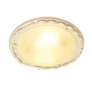 Image of 1 Light Flush Ceiling Light Gold, Ivory, E27