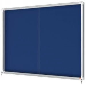 Image of Nobo Premium Plus Blue Felt Lockable Notice Board 18xA4
