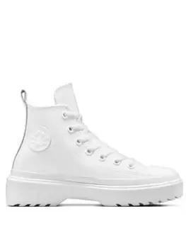 Image of Converse Older Girls Chuck Taylor All Star Eva Lift Leather Hi Top Trainers, White, Size 4 Older