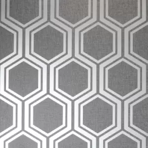 Image of Arthouse Luxe Hexagon Gunmetal Silver Wallpaper 906601