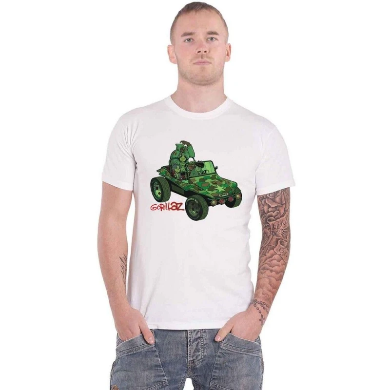 Image of Gorillaz Mens Jeep T-Shirt in White Size: Medium White Male M