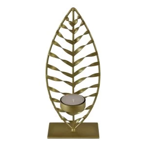 Image of Small Gold Leaf Tea Light Holder with Tea Light