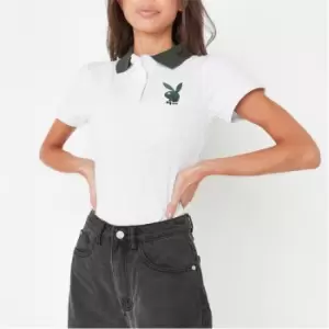Image of Missguided Petite Playboy Varsity Polo Bodysuit - Grey