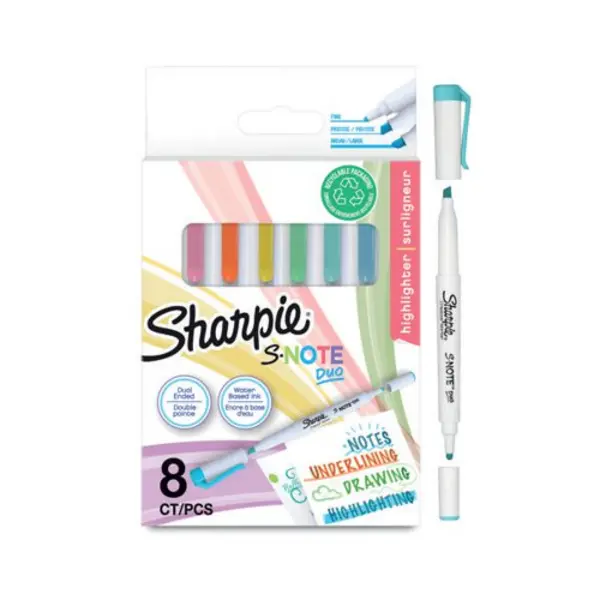 Image of Sharpie Sharpie Dual Tip Creative Highlighters/Markers Assorted (Pack of 8) 2182116 2182116