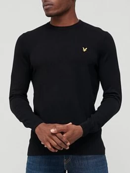 Image of Lyle & Scott Crew Neck Cotton Merino Jumper - Black Size M Men