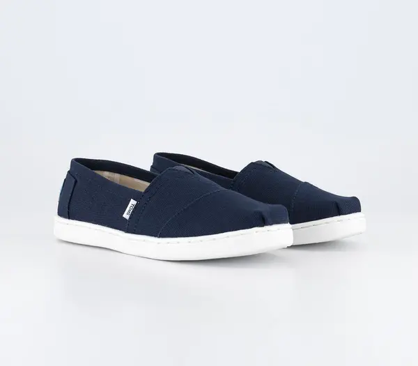Image of TOMS Kids Alpargata Youth Slip Ons Navy, 11 Youth