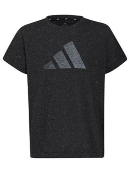 Image of adidas Older Girls Bar T-Shirt - Black/White, Size 13-14 Years, Women