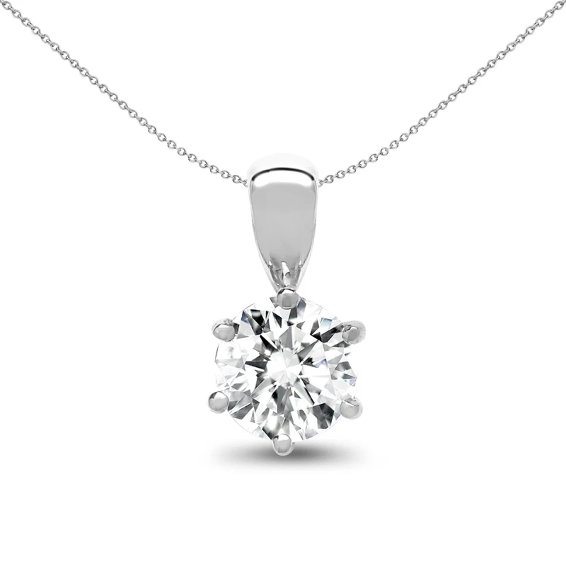 Image of Jewelco London 18ct White Gold 0.35ct Diamond Solitaire Charm Pendant - 18P007-035 Silver