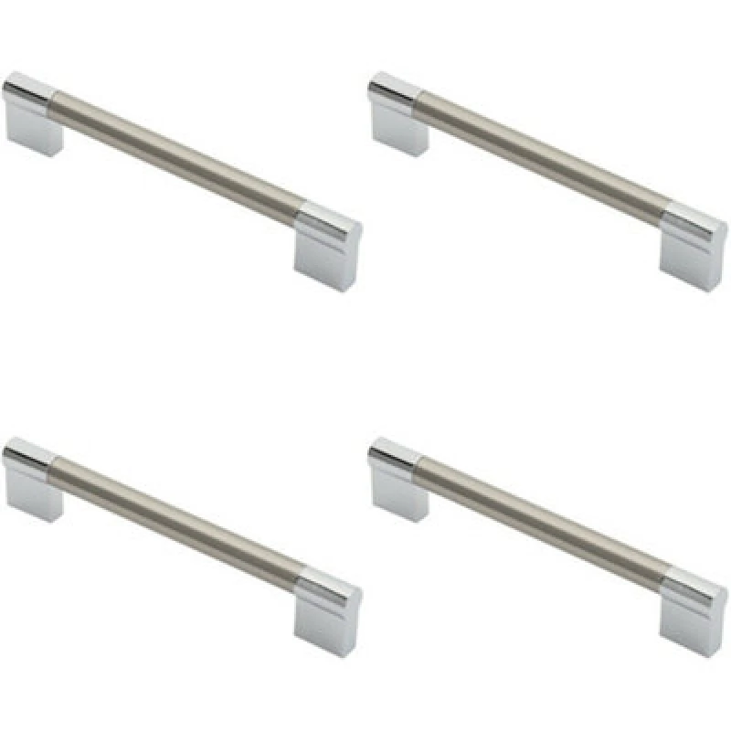 Image of Loops 4x Keyhole Bar Pull Handle 172 x 14mm 160mm Fixing Centres Satin Nickel & Chrome Metallics unisex