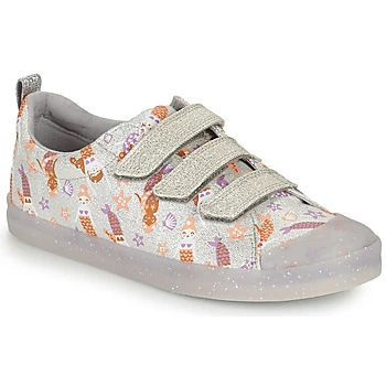 Image of Clarks FOXING PRINT T Girls Childrens Shoes Trainers in Silver