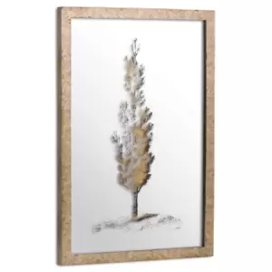 Image of Antique Metallic Brass Mirrored Pine Wall Art