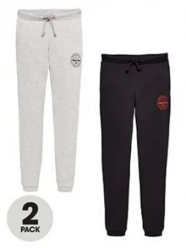 Image of Jack & Jones Junior Boys Originals 2 Pack Joggers - Black/Light Grey Marl