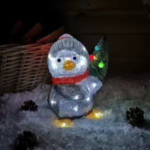 Image of 26cm LED Indoor Outdoor Battery Operated Acrylic Christmas Penguin-White hat