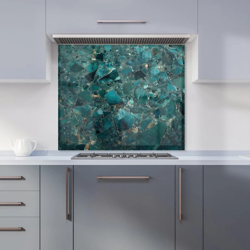 Image of Warren Reed - Designer Teal Quartz Effect Kitchen Splashback Size: 600mm x 750mm Teal Unisex 600mm x 750mm