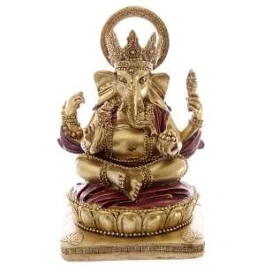 Image of Gold and Red 14cm Ganesh Statue