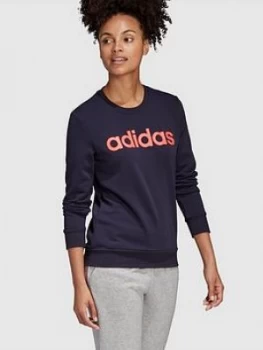 Image of Adidas Essentials Linear Crew Sweatshirt - Navy