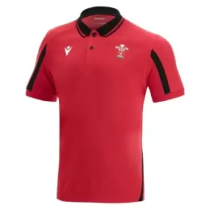 Image of Macron Wales Rugby Polo Shirt Mens - Red