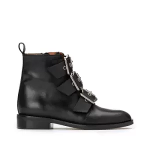 Image of Dirce Leather Buckled Ankle Boots