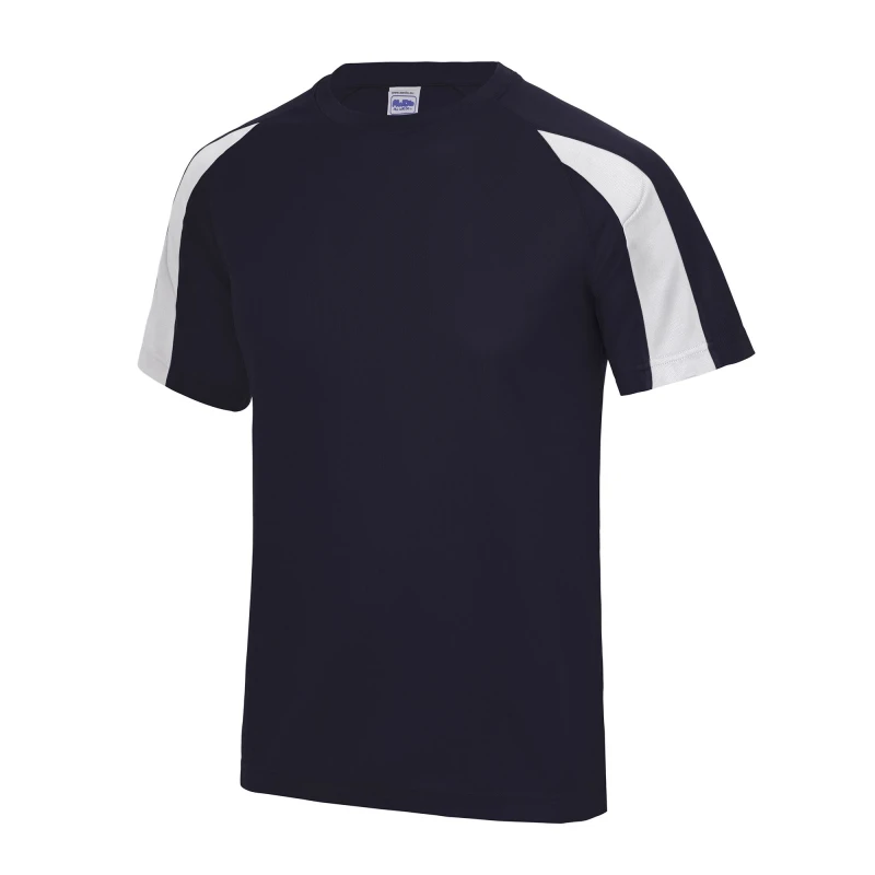 Image of Just Cool Just Cool Men Contrast Cool Sports Plain T-Shirt in Navy Size: Small Navy S Male 5055747891430