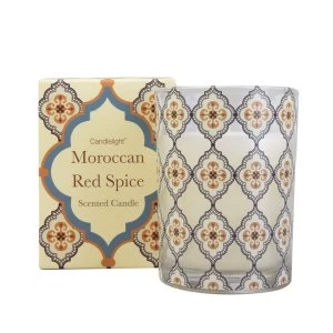 Image of Moroccan Red Spice wax Filled Pot Candle in Gift Box Red Cinnamon Scent