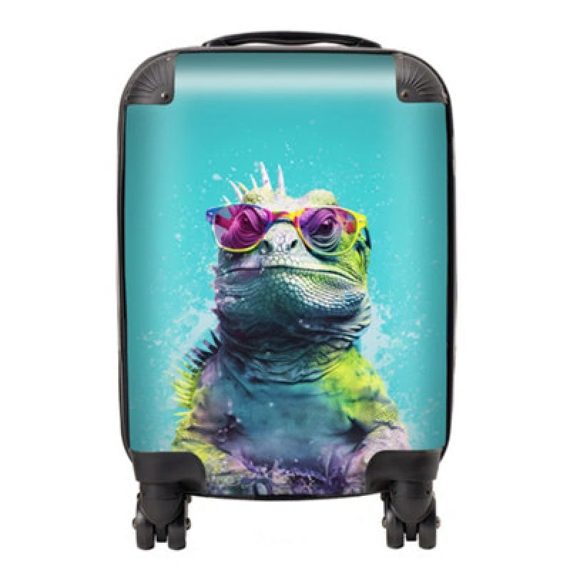 Image of Warren Reed Designer Inquisitive Splashart Iguana Suitcase - Small
