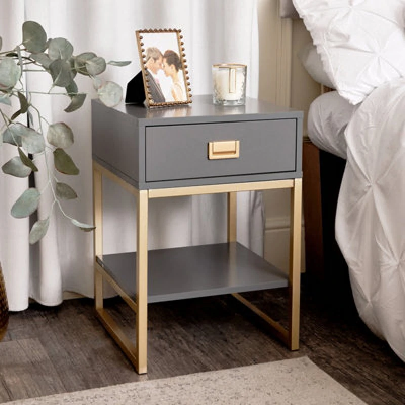 Image of Melody Maison One Drawer Bedside Table - Elle Slate Range Grey