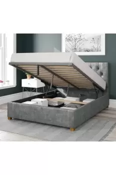Image of Olivier Upholstered Ottoman Storage Bed, Distressed Velvet Fabric