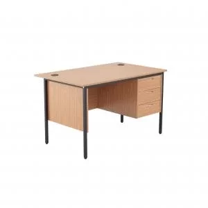 Image of Jemini 18 Oak 1228mm Desk with 3 Drawer Pedestal KF839480 KF839489