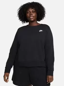 Image of Nike NSW Club Fleece Oversized Crew (Curve) - Black/White, Size 26-28=3X, Women