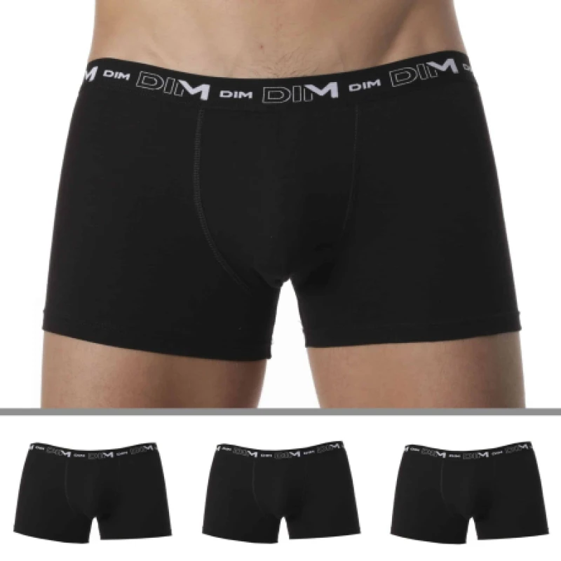 Image of DIM 3 Pack Coton Stretch Boxer Briefs - Black 2XL