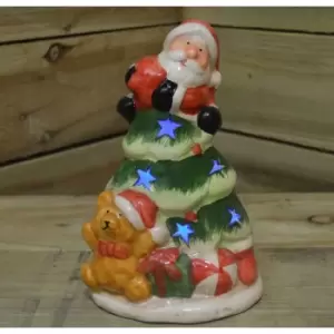 Image of 21cm Porcelain Colour Change Light Up Christmas Tree With Santa