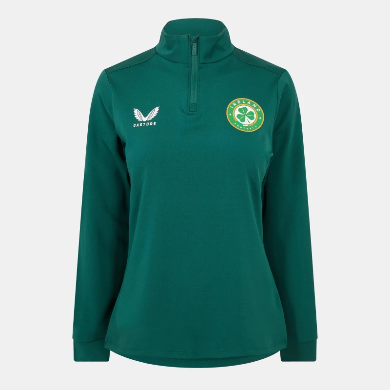 Image of Castore Ireland Matchday Quarter Zip 2023 Womens Green female 16 (XL)