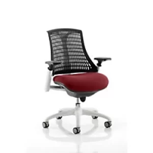 Image of Dynamic Synchro Tilt Task Operator Chair Height Adjustable Arms Flex Black Back, Ginseng Chilli Seat, White Frame Without Headrest