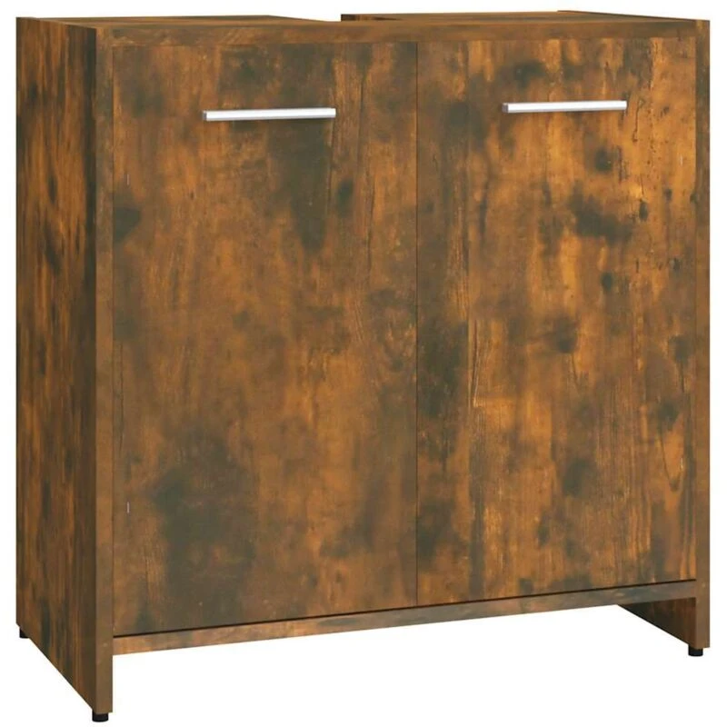 Image of Vidaxl Bathroom Cabinet Smoked Oak 60X33X60 Cm Engineered Wood, Brown 815525