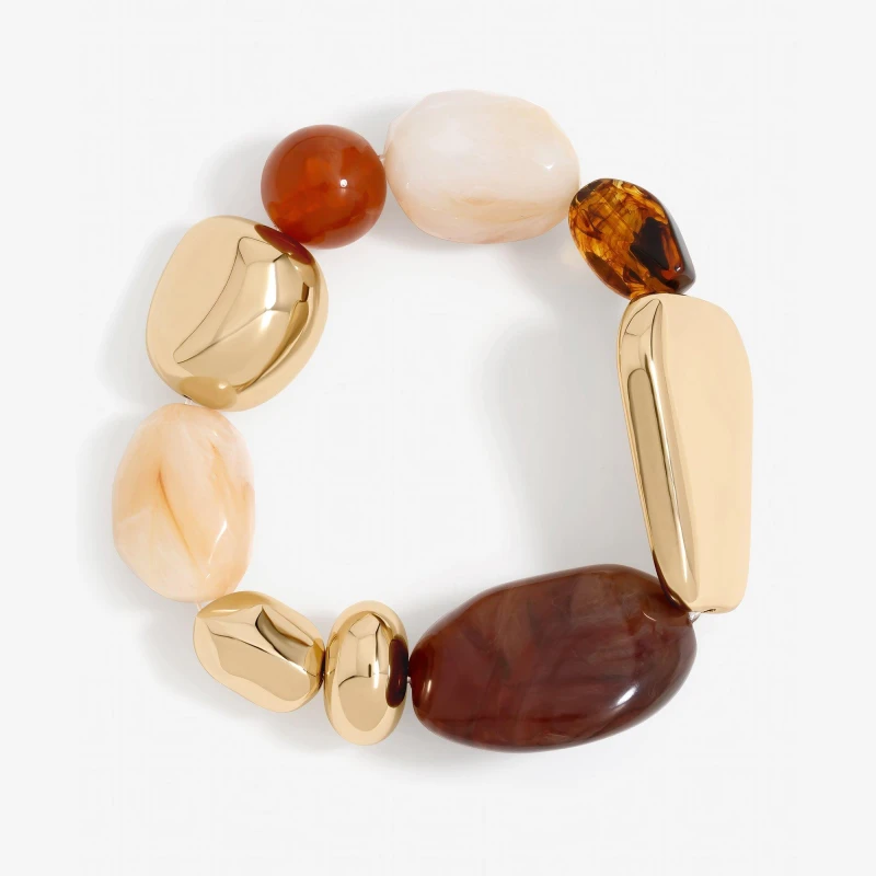 Image of Mood Gold Polished and Resin Stretch Bracelet Gold female One Size
