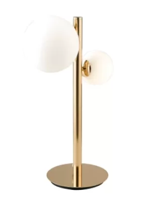Image of Hera Twin Globe Table Lamp, Gold, Opal, G9