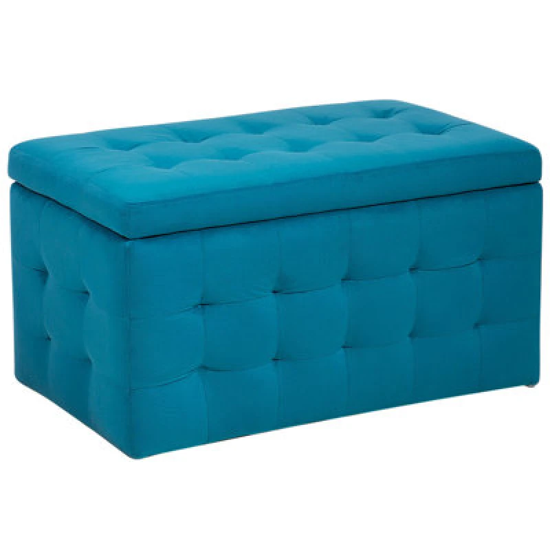 Image of Beliani Storage Ottoman Michigan Velvet Sea Blue